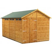 Power 14x8 Apex Secure Garden Shed - Double Door